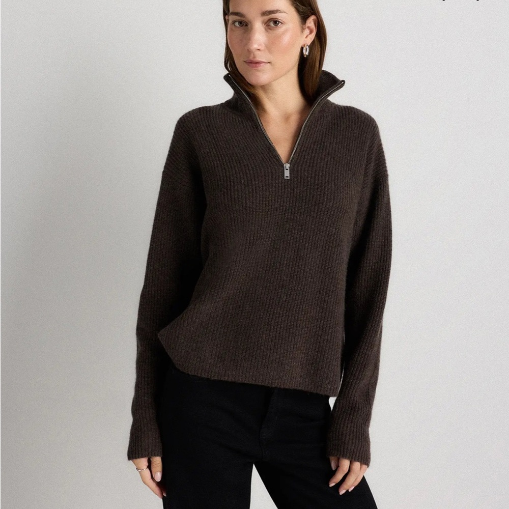 Mongolian Cashmere Fisherman Quarter Zip Sweater